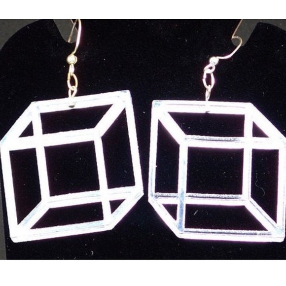 Transparent Prism Earrings - Isometric Lucite - Picture 4 of 7